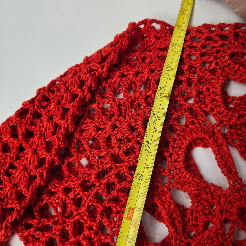 Roz & Ali Crochet Open Knit Asymmetrical Hem Top Large Beach Boho Festival - Picture 8 of 8